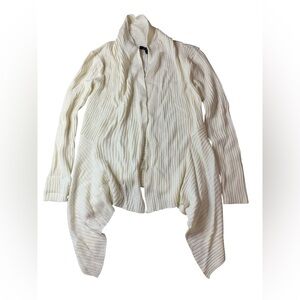 U2B Ivory Ribbed Waterfall Cardigan Sweater Open Front Cream - Medium